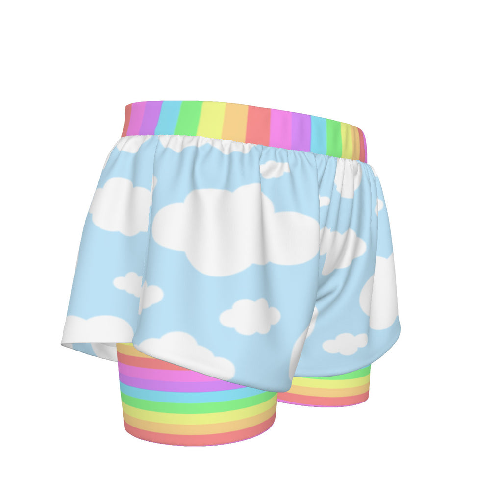 Pastel Cloudy Rainbow Double Shorts