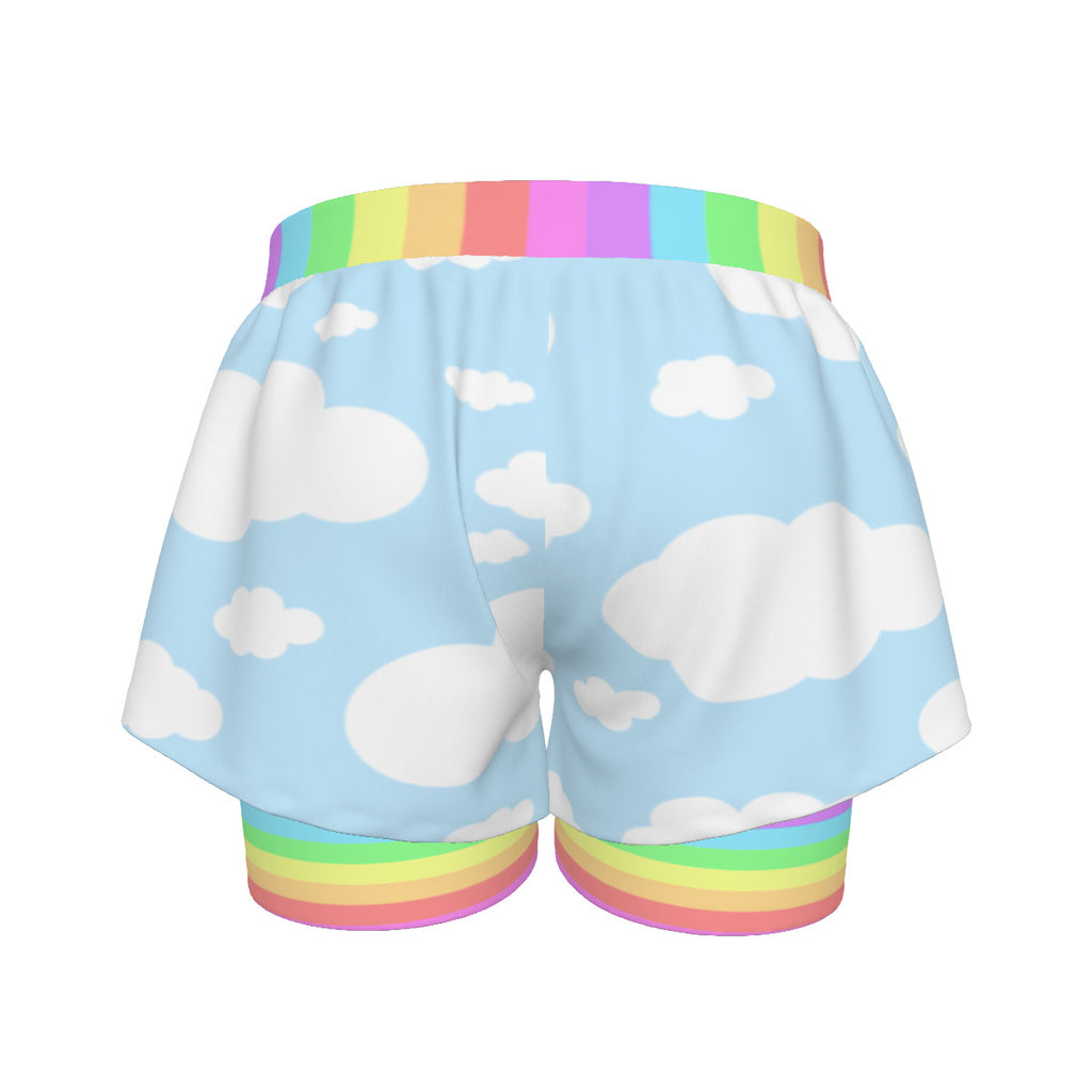 Pastel Cloudy Rainbow Double Shorts