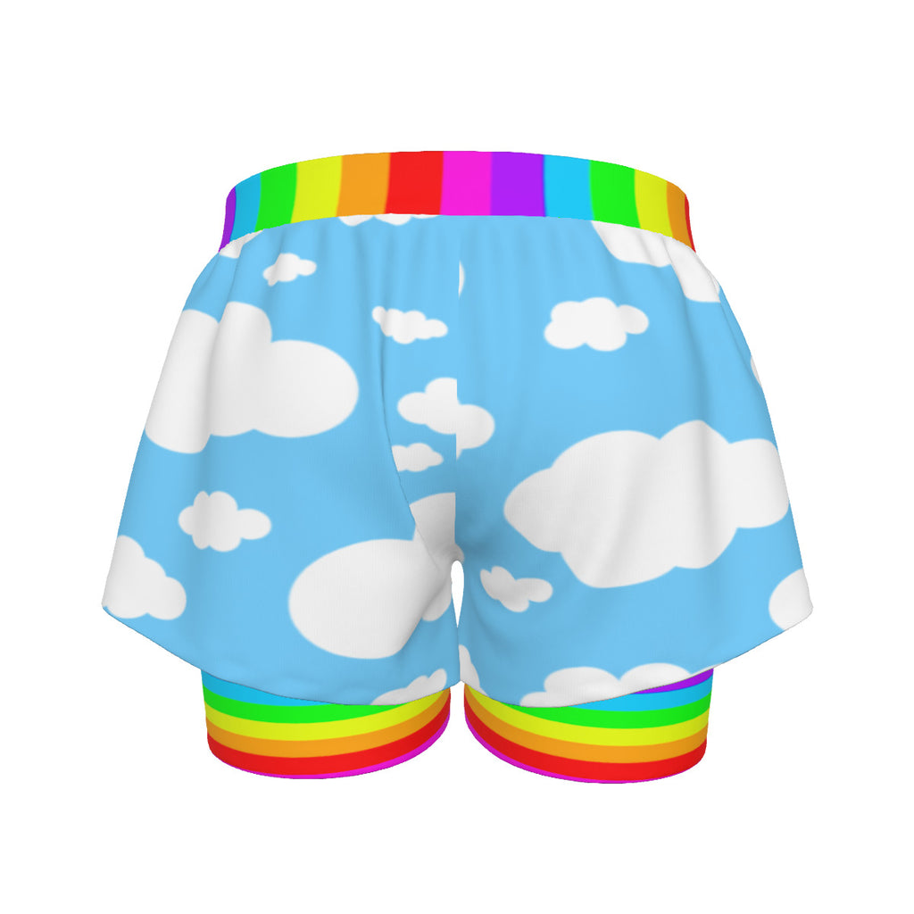 Cloudy Rainbow Double Shorts