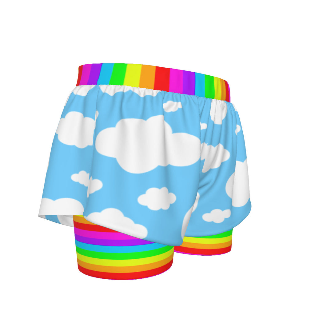 Cloudy Rainbow Double Shorts