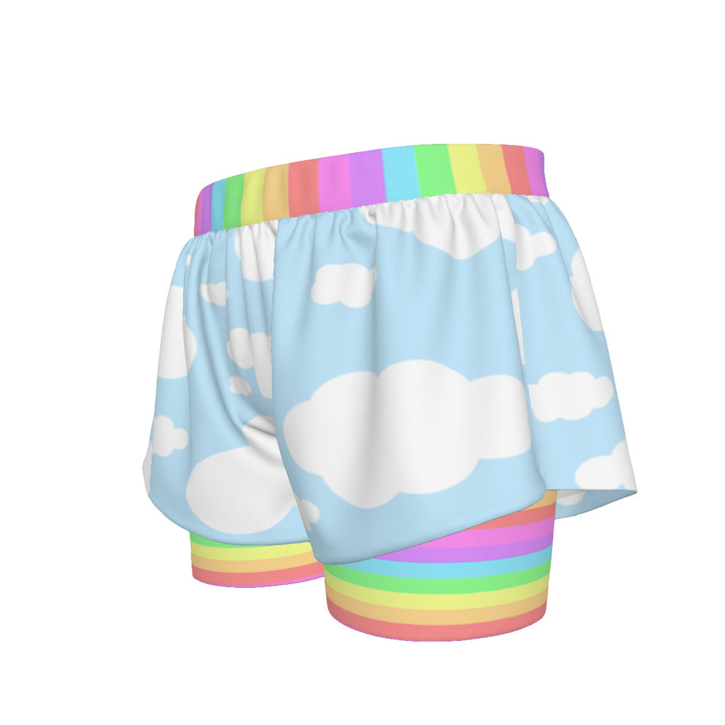 Pastel Cloudy Rainbow Double Shorts